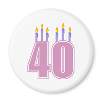 40 Candles (Pink / Purple) Refrigerator Magnets