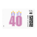 40 Candles (Pink / Purple) Postage Stamps