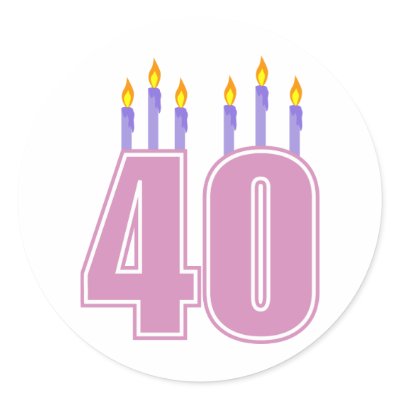 40 Candles (Pink / Purple) Round Stickers by LushLaundry