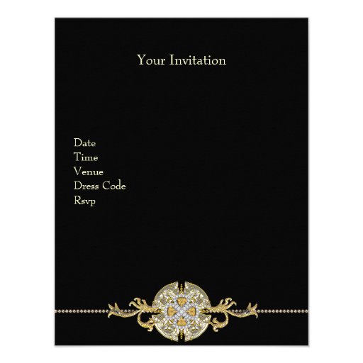 40 & Fabulous Black Gold Jewel Trim Birthday Custom Announcements