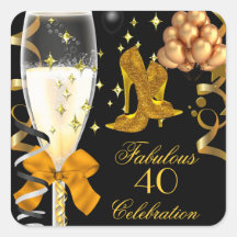 40 & Fabulous Gold Black Birthday Shoes Stickers