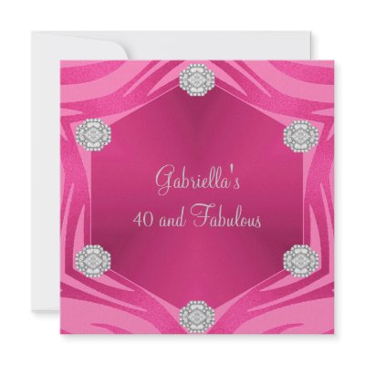 40 & Fabulous Pink Exotic Animal Jewel Birthday Custom Invitations by InvitationCenter