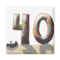 40 Fortieth 40th Birthday painting dead bird art Magnet