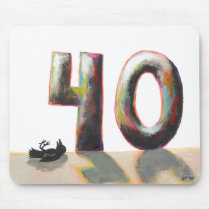40 Fortieth 40th Birthday painting dead bird art mousepads