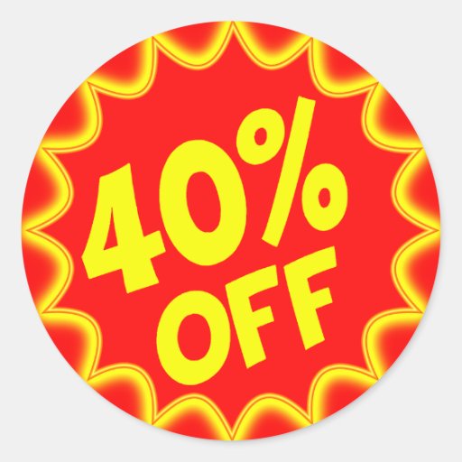 40 PERCENT OFF RETAIL LABEL CLASSIC ROUND STICKER | Zazzle
