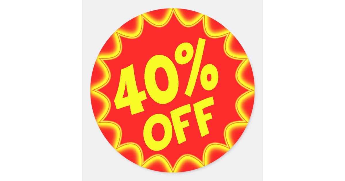 40 PERCENT OFF RETAIL LABEL CLASSIC ROUND STICKER | Zazzle