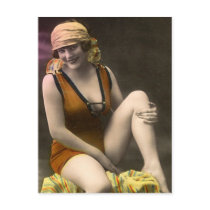 40 Sassy Swimsuit Vintage Postcard by postcardsfromtheedge 40 Sassy Swimsuit Vintage Postcard