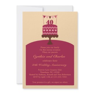 40 Wedding Anniversary Cake Invitation zazzle_invitation