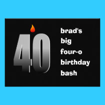 40 With Flame, Big Four-O Bash Party Invitation invitations