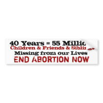 40 years of Abortion tragic loss Bumper Sticker