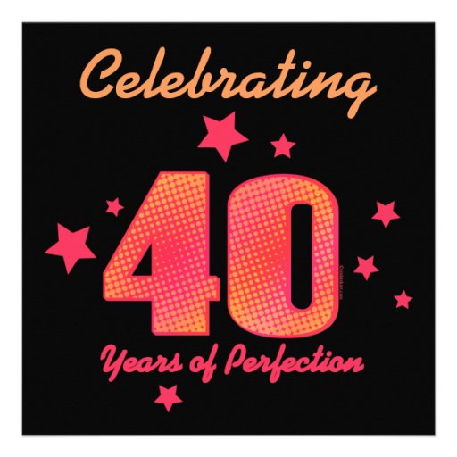 40 Years of Perfection Custom Birthday Invitation