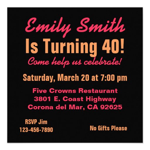 40 Years of Perfection Custom Birthday Invitation