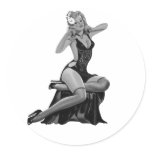40's Pinup Girl #1 Round Stickers