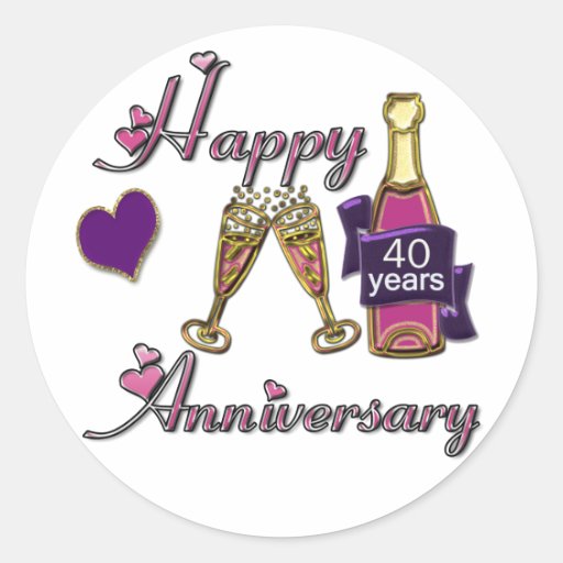 40th. Anniversary Classic Round Sticker | Zazzle