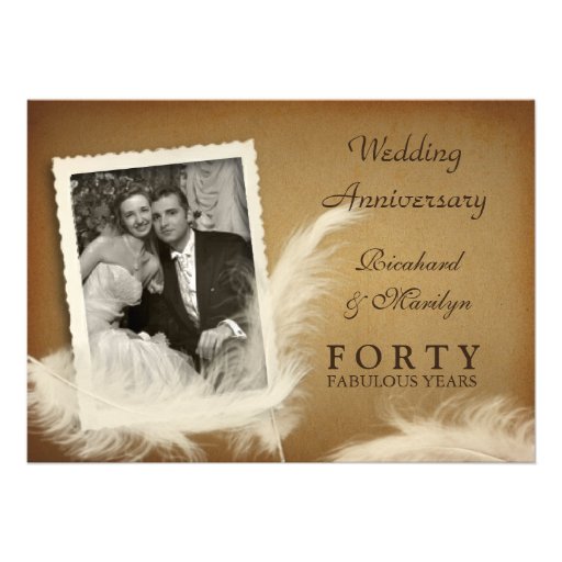 40th Anniversary Fancy Vintage Photo Invitations (front side)