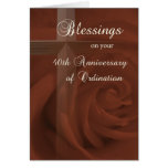 40th Anniversary of  Ordination, Red Rose and Cros Greeting Card