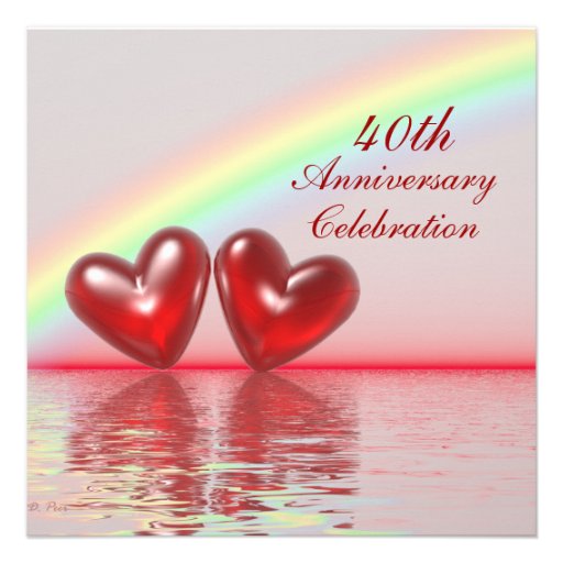 40th Anniversary Ruby Hearts Custom Announcement (front side)