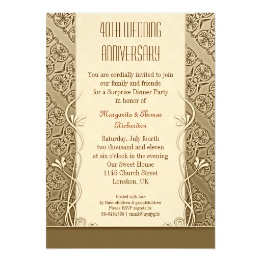 40th anniversary vintage invitations