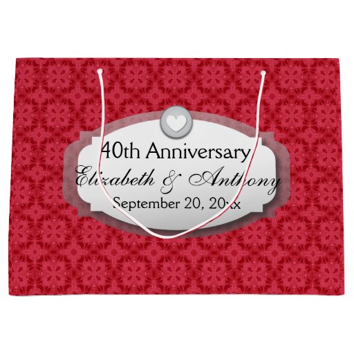40th Anniversary Wedding Anniversary Ruby Red Z06 Large Gift Bag ...
