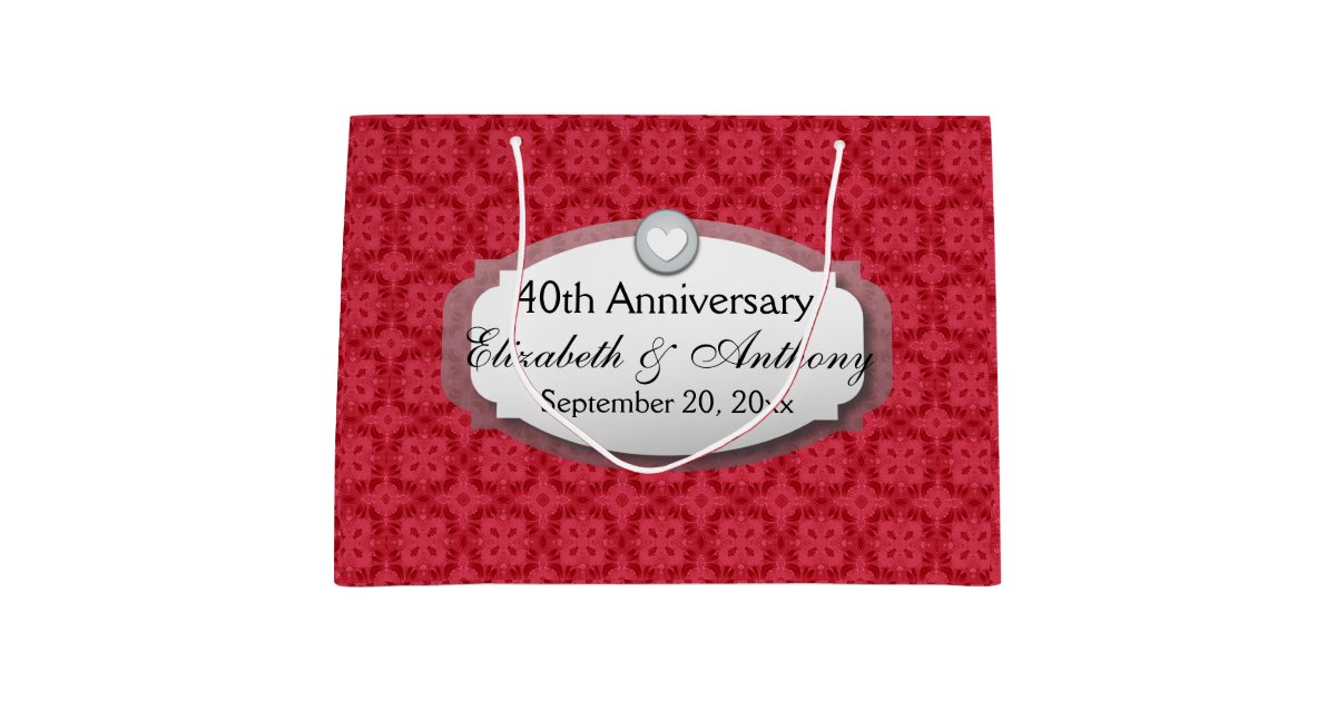 40th Anniversary Wedding Anniversary Ruby Red Z06 Large Gift Bag ...