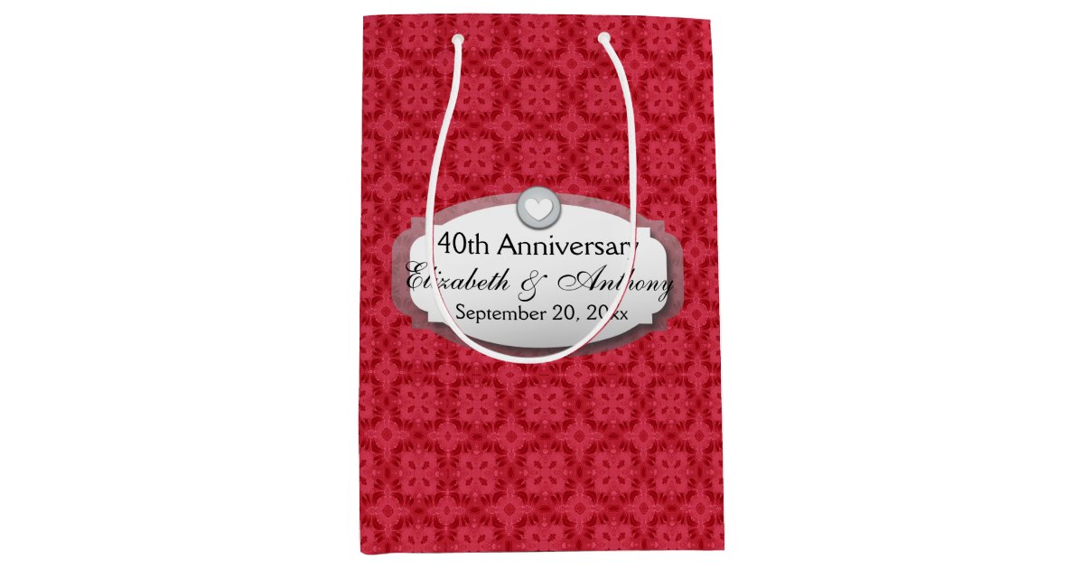 40th Anniversary Wedding Anniversary Ruby Red Z06 Medium Gift Bag ...