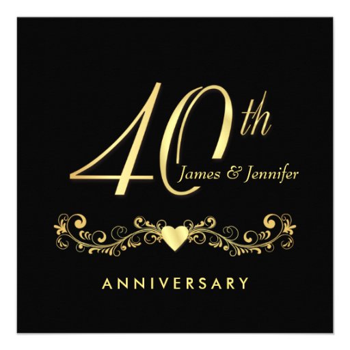 40th Annniversary Party Invitations - Gold