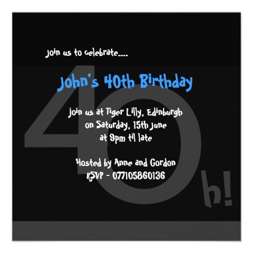 40th Big 4Oh! Photo Template Birthday Party Personalized Invites