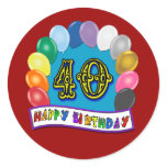 40th Birthday Balloons Design Stickers
