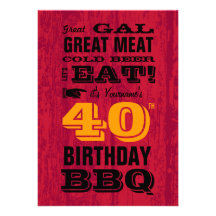 40th Birthday BBQ Grill Out Custom Announcement
