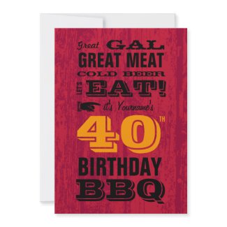 40th Birthday BBQ Grill Out Custom Announcement