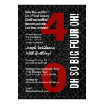 40th Birthday Black White Red BIG FOUR OH! W1488 invitations