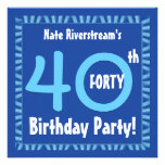 40th Birthday Blue e Stripes G677 invitations