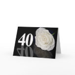 40th Birthday Card with a classic white rose