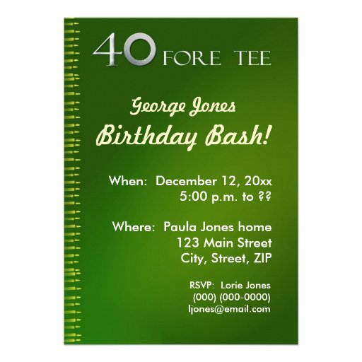 40th Birthday Celebration Invitation - golf