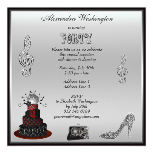 40th Birthday Disco Diva Cake Sparkle High Heels Announcement