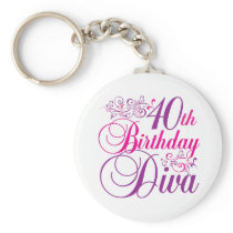 40th Birthday Diva Key Chains