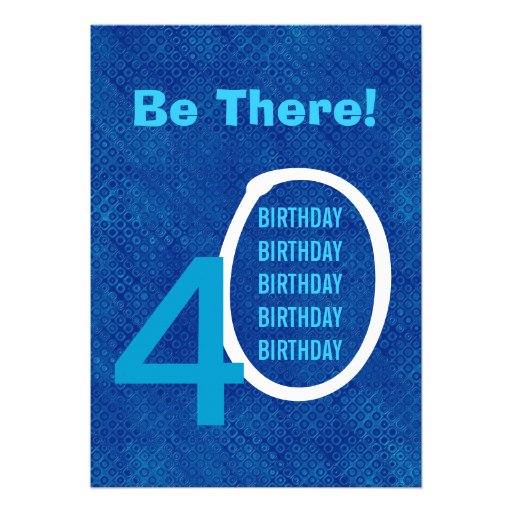 40th Birthday For Him Royal Blue and Aqua W1502 Card