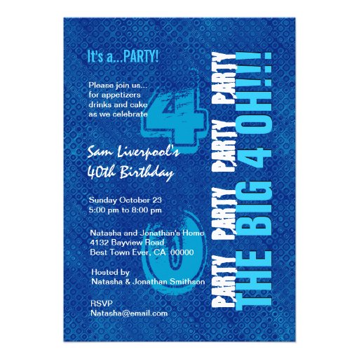 40th Birthday For Him Royal Blue and Aqua W1502 Card