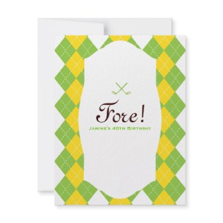 40th Birthday Golf Party Argyle Preppy Custom Invite