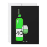 40th birthday : halftone wine bottle & glass personalized announcements