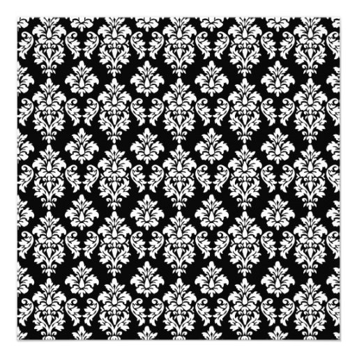 40th Birthday Invitation Black and Pink Damask