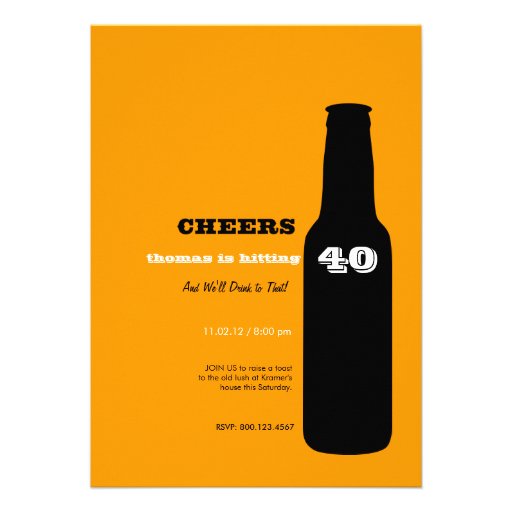 40th Birthday Invitations - Beer Cheers!