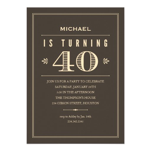 40th Birthday Invitations for Men