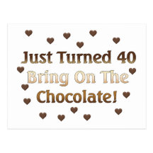40th Birthday Means Chocolate Postcards