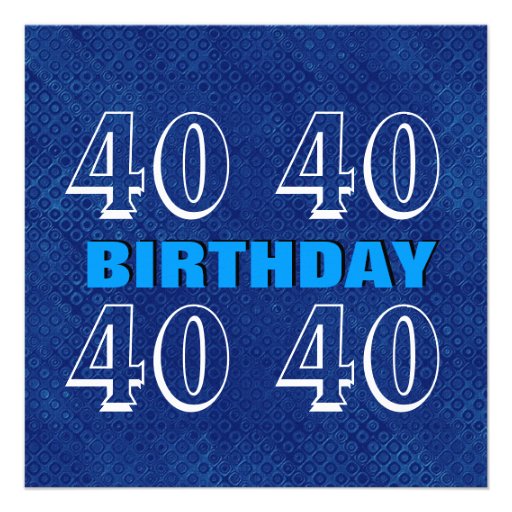 40th Birthday Modern Blue and Silver S301 Custom Invites