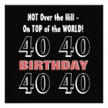 40th Birthday Modern Burgundy Black Funny G308 invitations