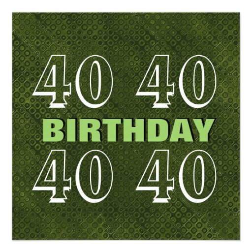 40th Birthday Modern Green and Silver S302 Custom Invitations