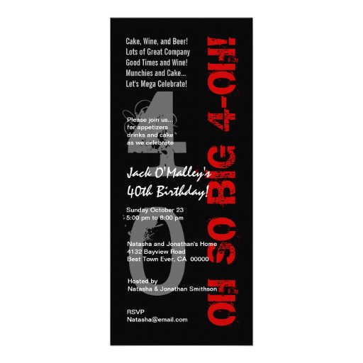 40th Birthday Oh So Big 4 Oh Red Black Tall W1482 Invites