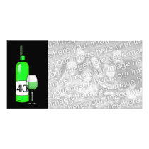 40th birthday or anniversary : wine bottle & glass picture card