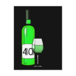 40th birthday or anniversary : wine bottle & glass postcards